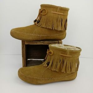 Lucky Brand Arnell Fringe Sherpa Moccasin Boots